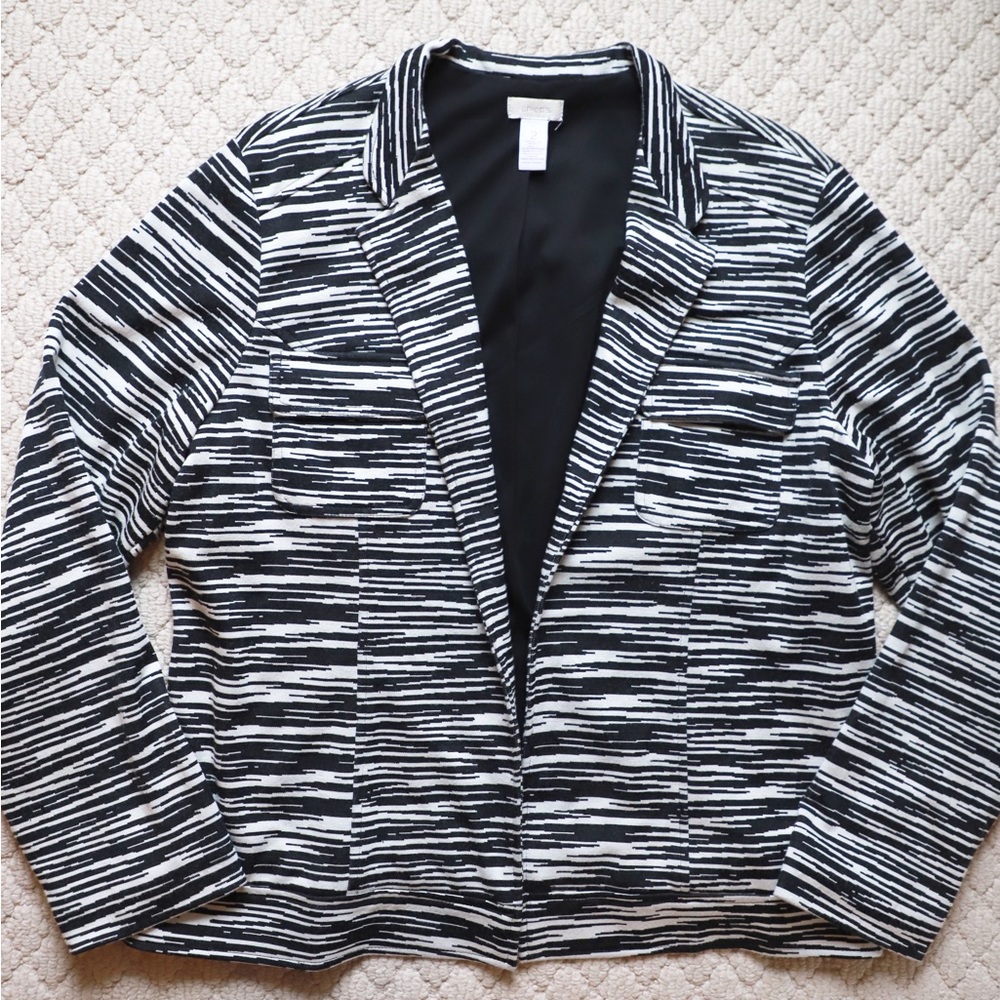 Chico’s Black and White Stripe Blazer
